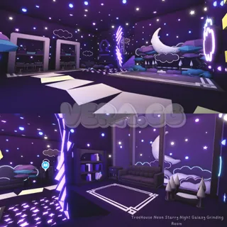 Neon Starry Night Galaxy Grinding Room (Tree House) | Adopt Me