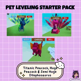 Fast Pet Aging Starter Pack ($50)│Titanic Rb Peacock, NM Huge Peacock & Dilo Setup│Grow a Garden