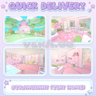 Strawbunny (Tiny Home) | Pastel Strawberry Kawaii Adopt Me House