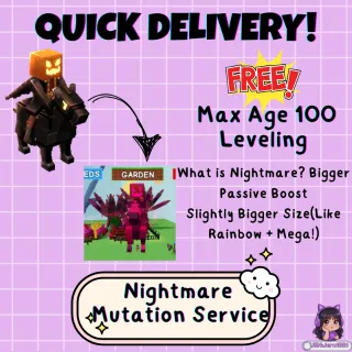  Nightmare Mutation Service + FREE Max Age 100 Leveling ┃Grow a Garden