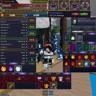 Sailor Piece Account Lvl 13000 Max Damage: +951.4% Luck: 600.4%