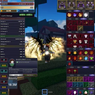 Sailor Piece Account Lvl 16000 Max Damage: +1037.3% Luck: 372.1% Bounty: 18.3M