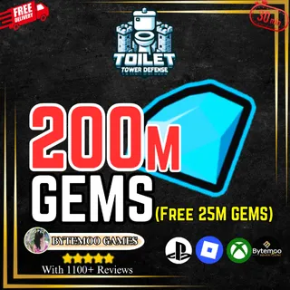200M GEMS W FREE 25M GEMS - Toilet Tower Defense - TTD