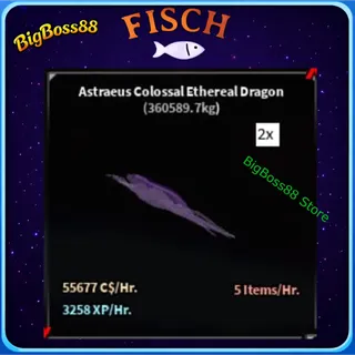 Astraeus Colossal Ethereal Dragon ( Aquarium ) 55.6K C$ per hour 3.25k Xp - Fisch