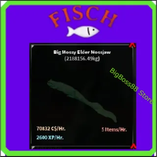 Big Mossy Elder Nossjaw ( Aquarium ) 70.8K C$ per hour 2.6k Xp - Fisch