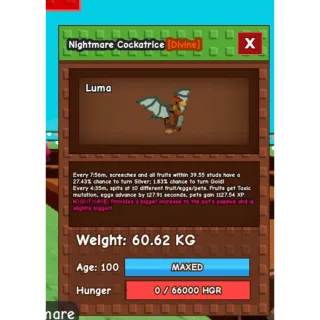 HUGE NIGHTMARE COCKATRICE 60KG ++ RARE