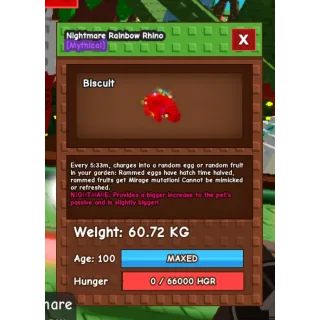 NIGHTMARE RAINBOW HATCHED RHINO 60 KG ++ HUGE