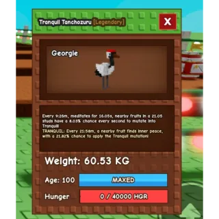 HUGE TRANQUIL TANCHOZURU 60KG ++ RARE