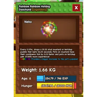 RAINBOW HATCHED HOTDOG DASCHUND