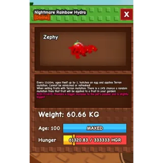 NIGHTMARE RAINBOW HATCHED HYDRA 60kg ++HUGE