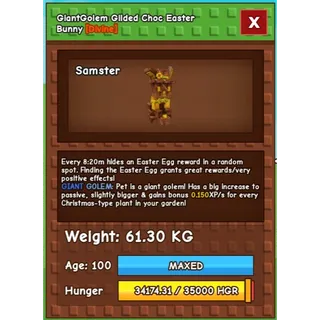 HUGE GIANT GOLEM GILDED CHOC EASTER BUNNY 61.30KG 