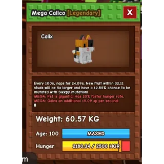 HUGE MEGA CALICO 60.57KG RARE DLC 