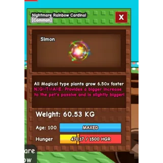 HUGE NIGHTMARE RAINBOW HATCHED CARDINAL 60KG ++ 