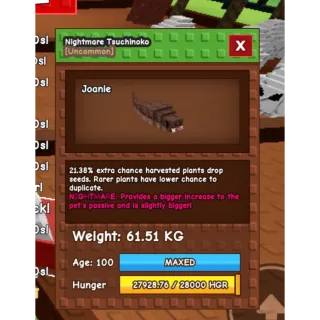 NIGHTMARE TSUCHINOKO 61KG HUGE RARE PET DLC