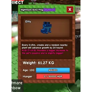 NIGHTMARE ECHO FROG 61KG ++ HUGE 15 sec cd no toy