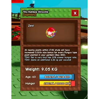 TINY RAINBOW HATCHED SHROOMIE + FREE BOOSTING IF YOU CHOOSE *RARE COLLECTORS PET*