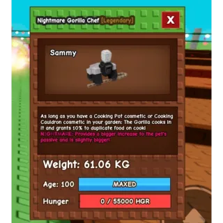 HUGE NIGHTMARE GORILLA CHEF 60KG ++