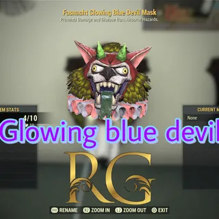 glowing blue devil mask