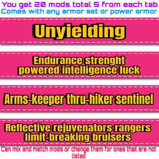 unyielding armor set (20 mods)