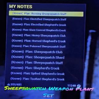 Sheepsquatch WeaponPlans