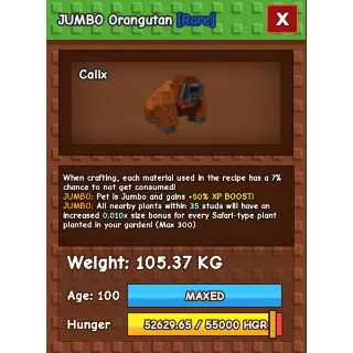 Grow a garden - JUMBO COLOSSAL/GODLY ORANGUTAN