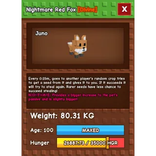 Grow a garden - NIGHTMARE TITANIC RED FOX 