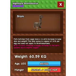 Grow a garden - HUGE NIGHTMARE BRONTOSAURUS