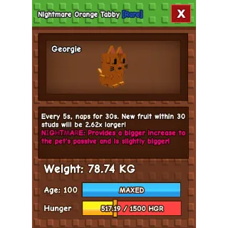 Grow a garden - NIGHTMARE TITANIC ORANGE TABBY