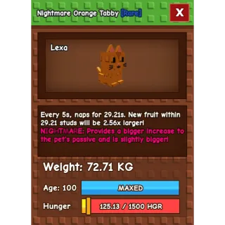 Grow a garden - NIGHTMARE TITANIC ORANGE TABBY