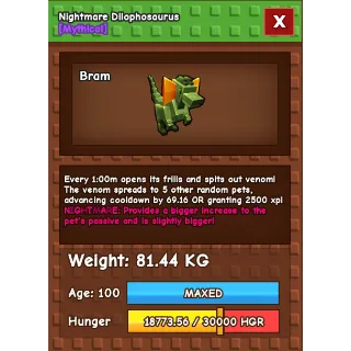 Grow a garden - NIGHTMARE TITANIC DILOPHOSAURUS