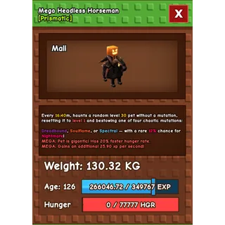 Grow a garden - MEGA COLOSSAL/GODLY HEADLESS HORSEMAN