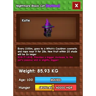 Grow a garden - NIGHTMARE TITANIC BLACK CAT