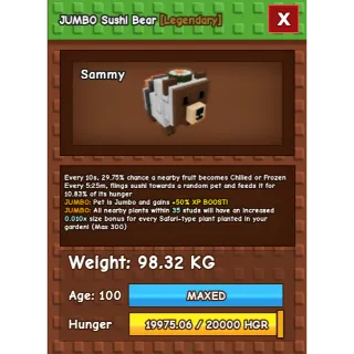 Grow a garden - JUMBO GODLY/TITANIC Sushi Bear