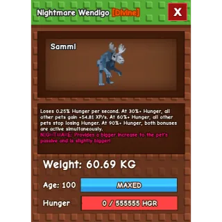 Grow a garden - HUGE NIGHTMARE WENDIGO 60kg