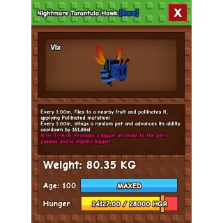 Grow a garden - NIGHTMARE TITANIC TARANTULA HAWK