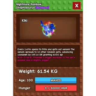 Grow a garden - HUGE NIGHTMARE RAINBOW DILOPHOSAURUS