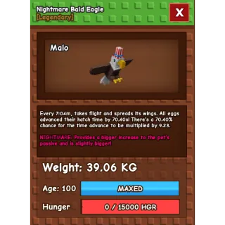 Grow a garden - SEMI HUGE NIGHTMARE BALD EAGLE 