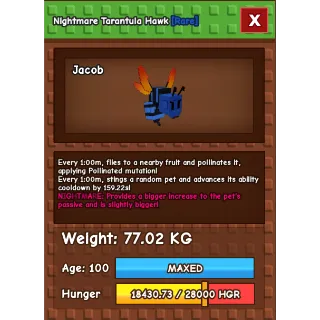 Grow a garden - NIGHTMARE TITANIC TARANTULA HAWK 