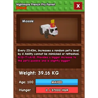 Grow a garden - NIGHTMARE SEMI HUGE FRENCH FRY FERRET