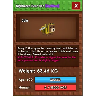 Grow a garden - NIGHTMARE HUGE BEAR BEE 