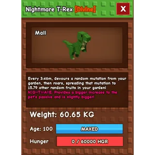 Grow a garden - HUGE NIGHTMARE T-rex