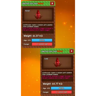 GROW A GARDEN - HUGE NIGHTMARE RUBY SQUID