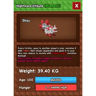 Grow a garden - NIGHTMARE SEMI HUGE Kitsune 