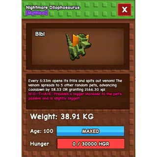 Grow a garden - NIGHTMARE SEMI HUGE DILOPHOSAURUS