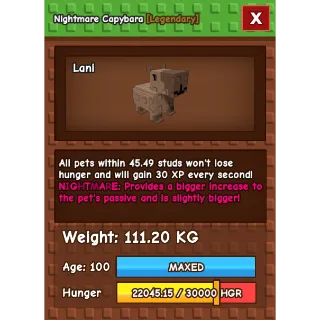 Grow a garden - NIGHTMARE COLOSSAL CAPYBARA 