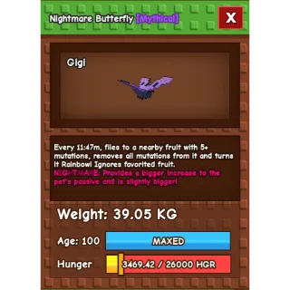 Grow a garden - NIGHTMARE SEMI HUGE Butterfly 