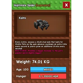 Grow a garden - NIGHTMARE TITANIC SPIDER