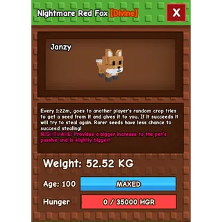 Grow a garden - NIGHTMARE HUGE Red Fox