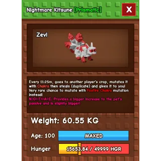 Grow a garden - HUGE NIGHTMARE KITSUNE 60kg