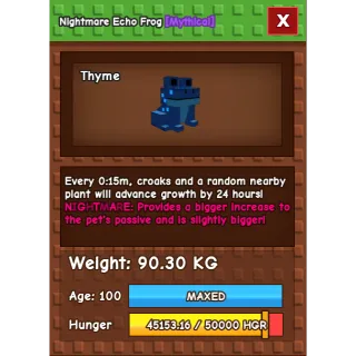 Grow a garden - GODLY NIGHTMARE Echo Frog 90kg